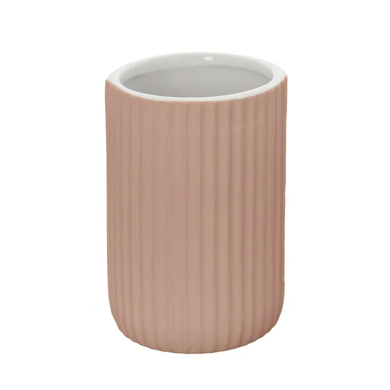 Portaspazzolini bagno da appoggio rosa in ceramica soft touch Spring