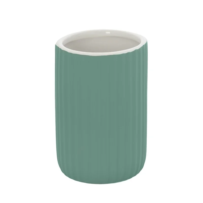 Portaspazzolini bagno da appoggio verde in ceramica soft touch Spring