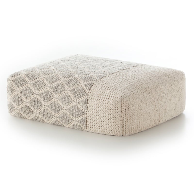 Pouf Rectangular Rhombus Ivory  Gan Rugs