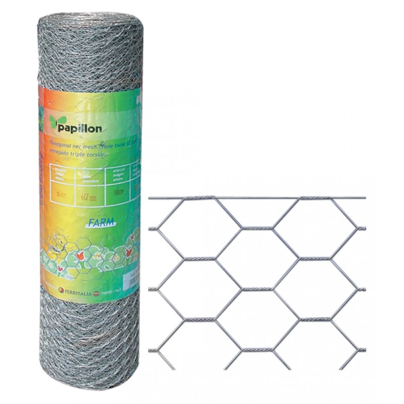 RETE PAPILLON FARM TRIPLA 50X4MM H150CM 25MT ZINCATA
