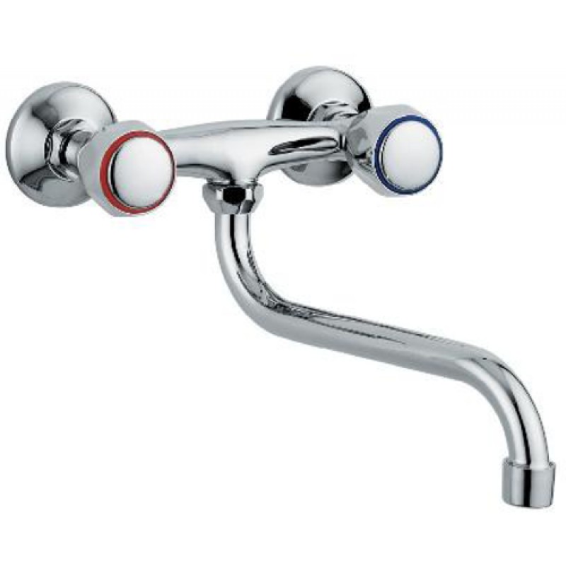 RUBINETTO A MURO PER LAVELLO CANNA A S DUE MANIGLIE