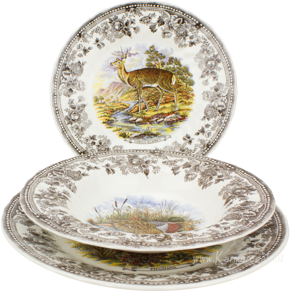Scene di caccia Servizio 18 Pezzi In Ceramica