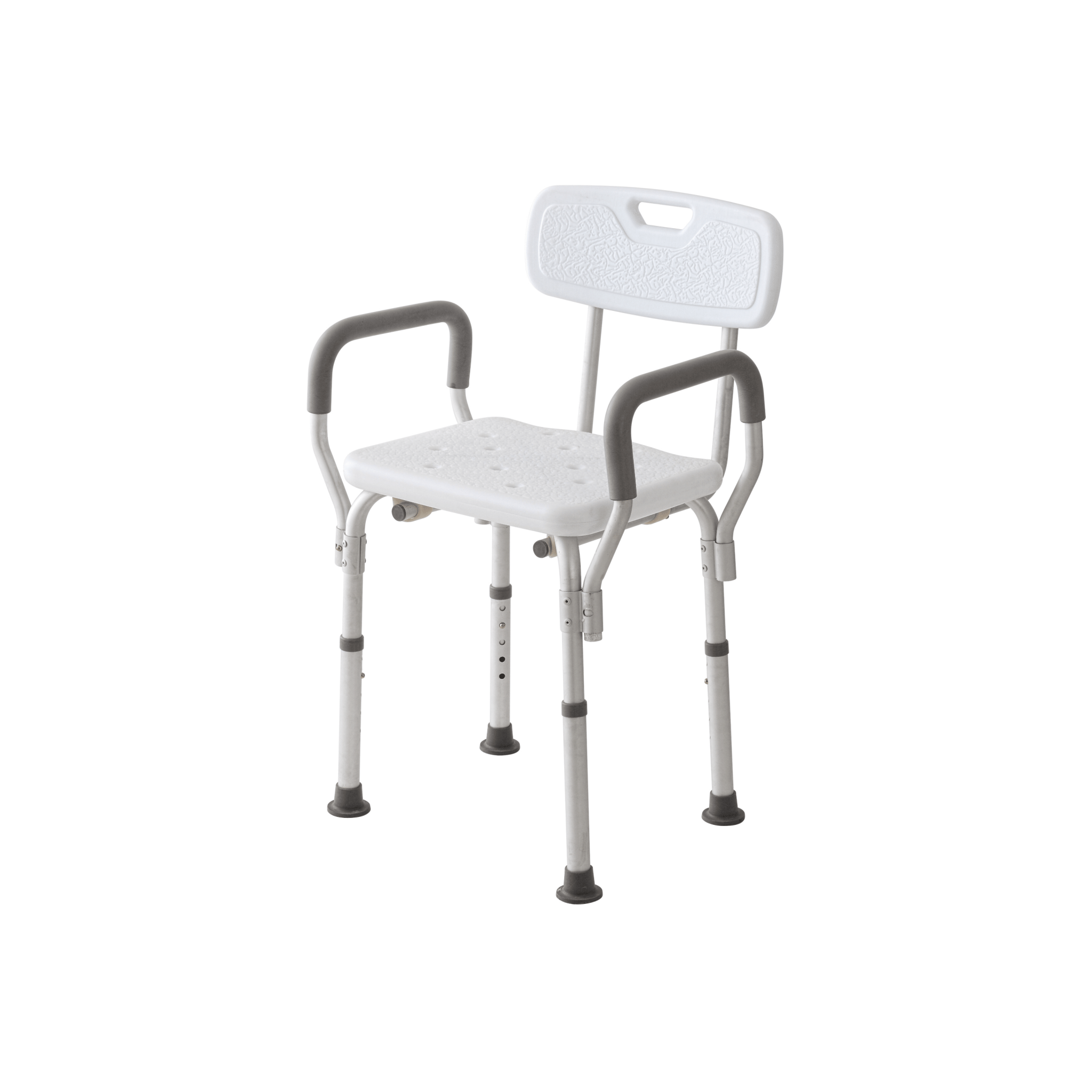 Sedia Doccia Con Braccioli Buchi Di Drenaggio e Gommini Antiscivolo Feridras "Comfort" Bianco