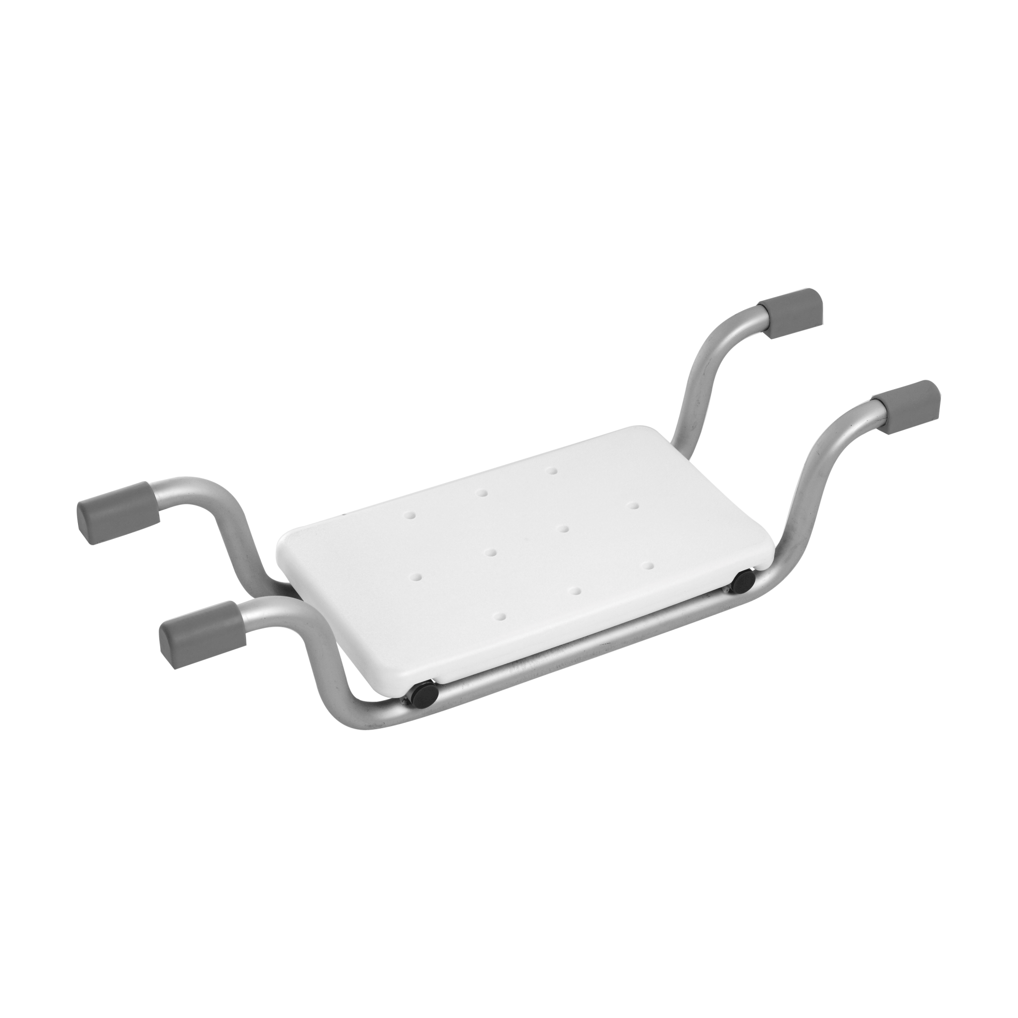 Sedile Per Vasca Da Bagno Con Buchi DI Drenaggio e Gommini Antiscivolo Feridras "Comfort" Bianco/Silver