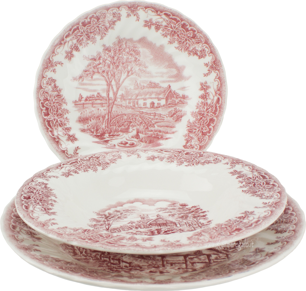 Servizio 18 pezzi originale in ceramica Brook Rosa