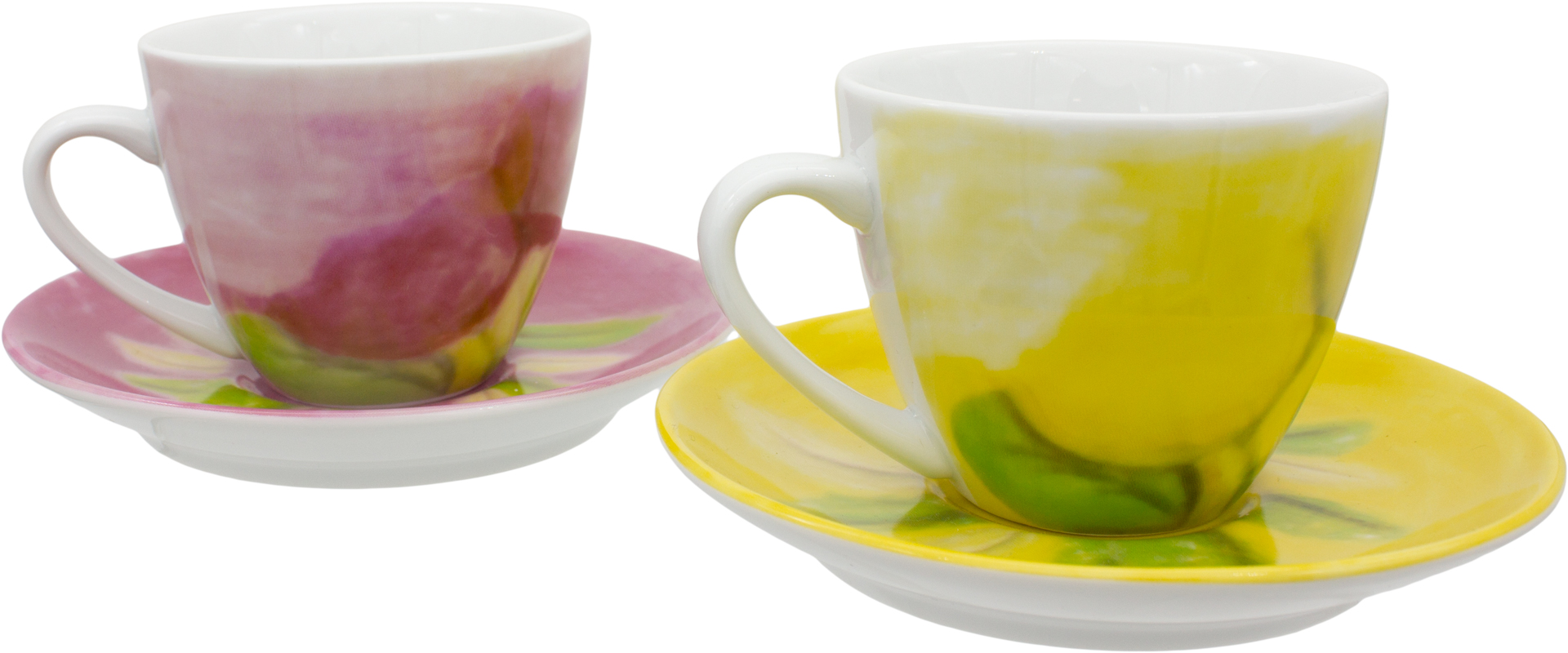 Set 2 Tazze Da Cappuccino Lilla E Giallo