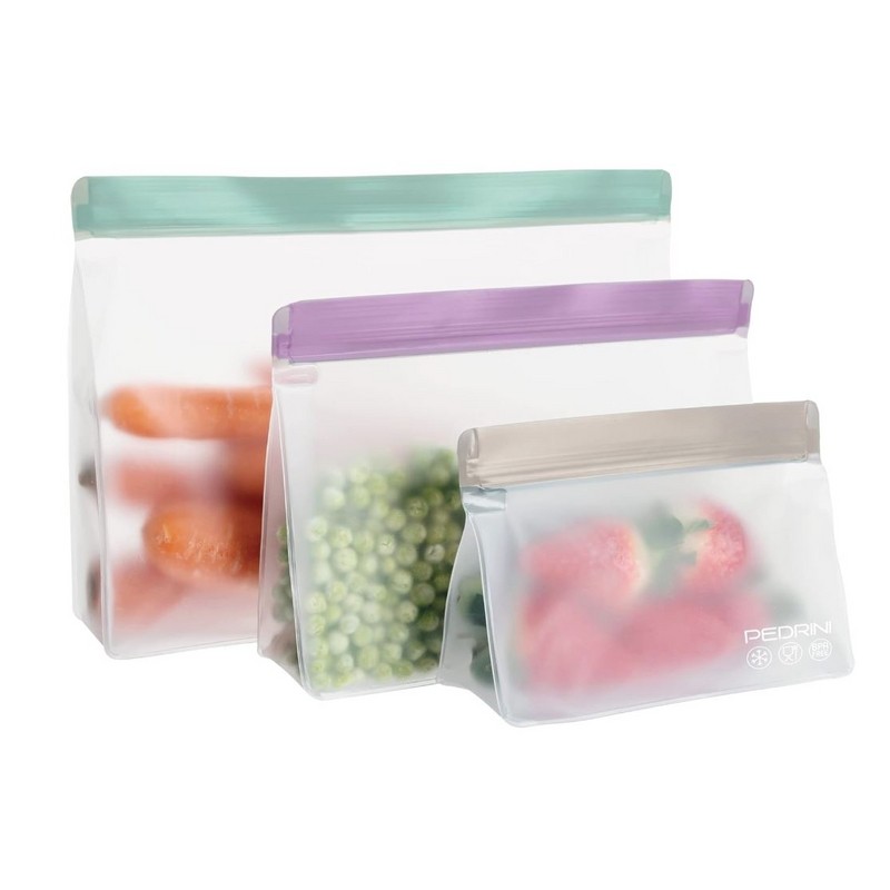 SET 3 BUSTE MULTIUSO CON CHIUSURA ERMETICA PEDRINI