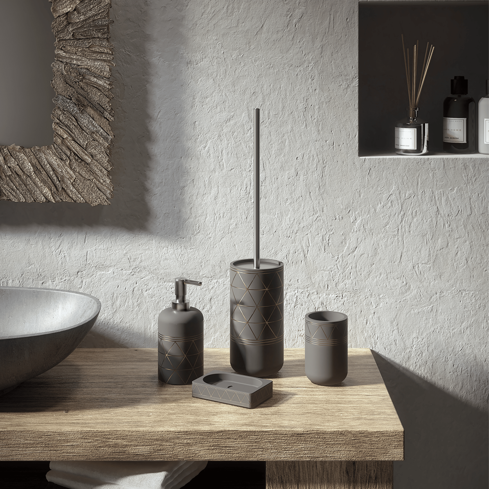 Set 4 Accessori Da Bagno Gedy "Calipso" Grigio