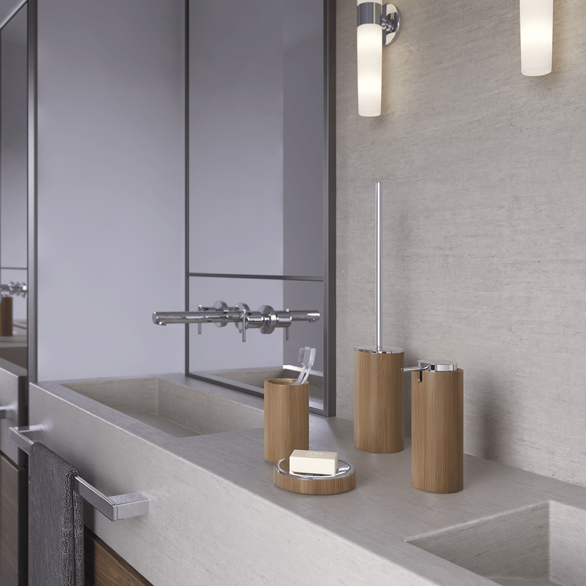 Set 4 Accessori D'Appoggio Gedy "Altea" Naturale