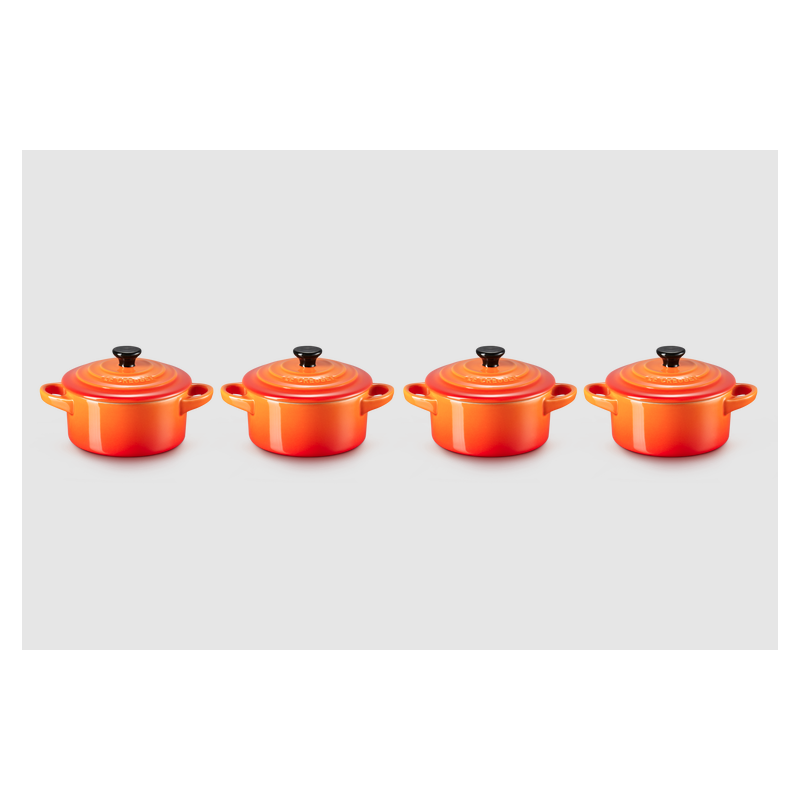 Set 4 mini cocotte Le Creuset arancio 10 cm