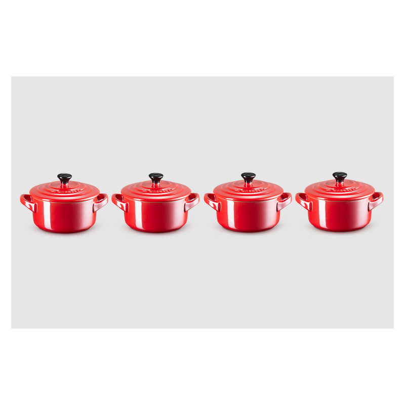 Set 4 mini cocotte Le Creuset metallics ciliegia 10 cm