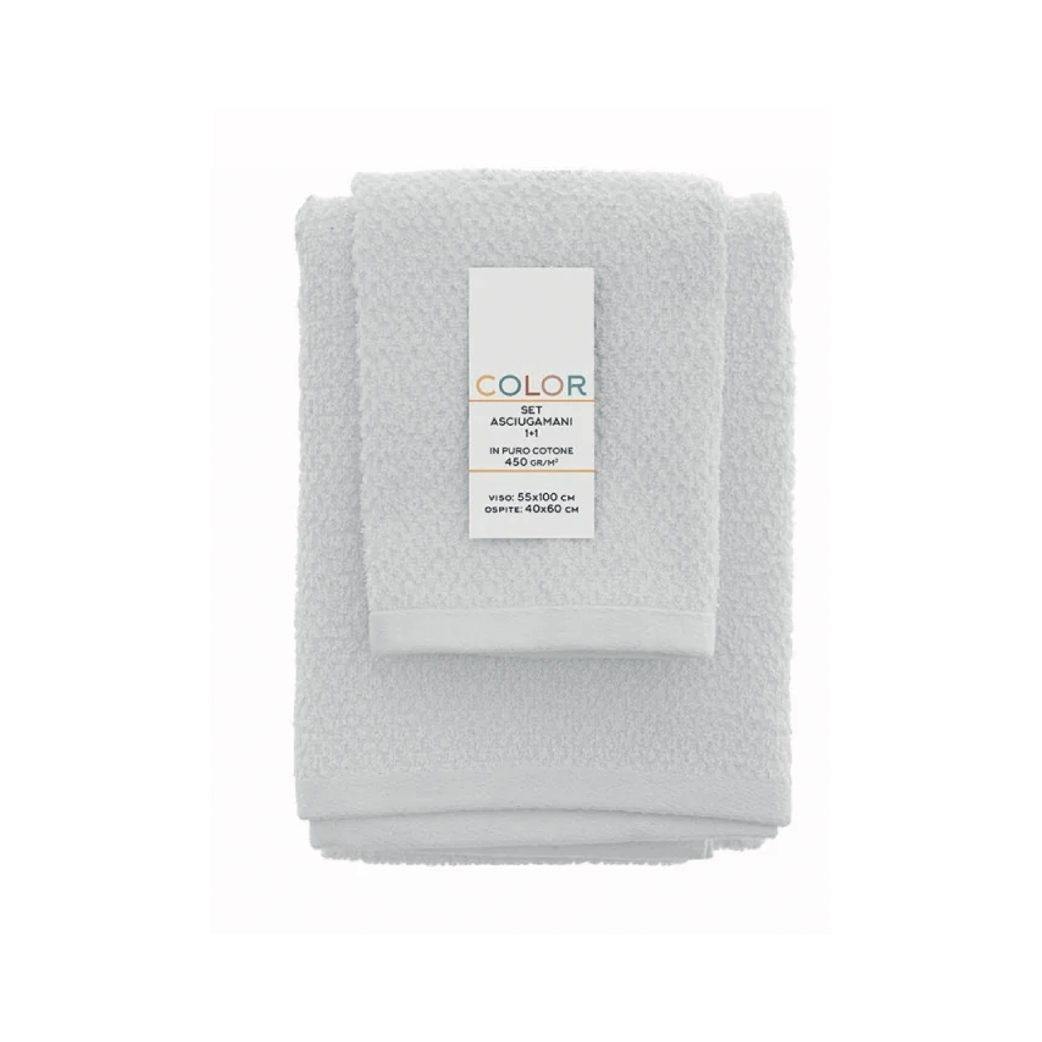 Set Asciugamani Viso/Ospite Per Bagno Feridras "Color" Bianco