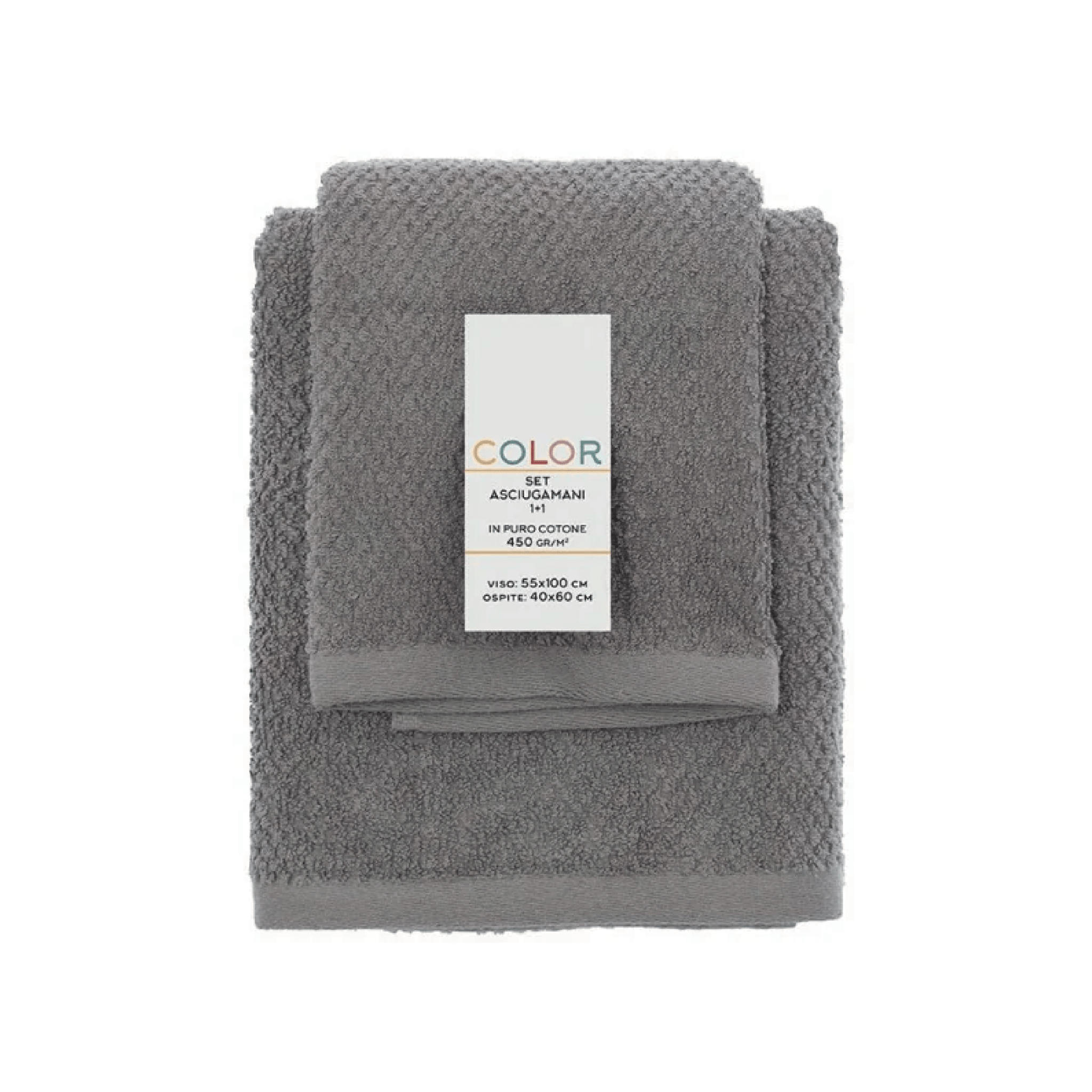 Set Asciugamani Viso/Ospite Per Bagno Feridras "Color" Grigio