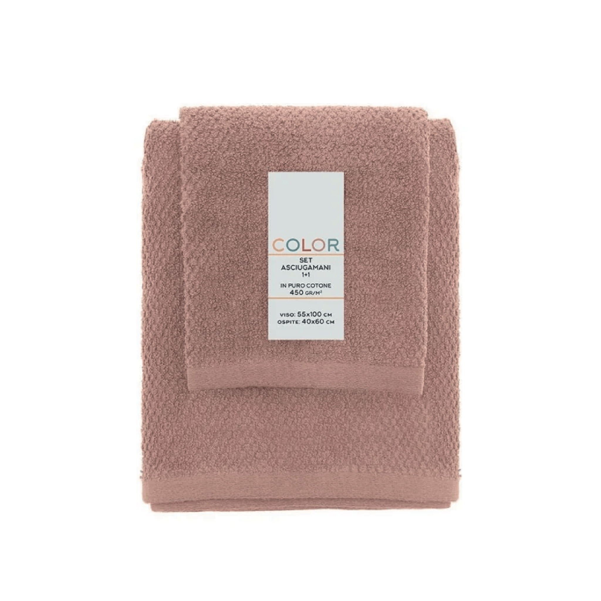 Set Asciugamani Viso/Ospite Per Bagno Feridras "Color" Rosa