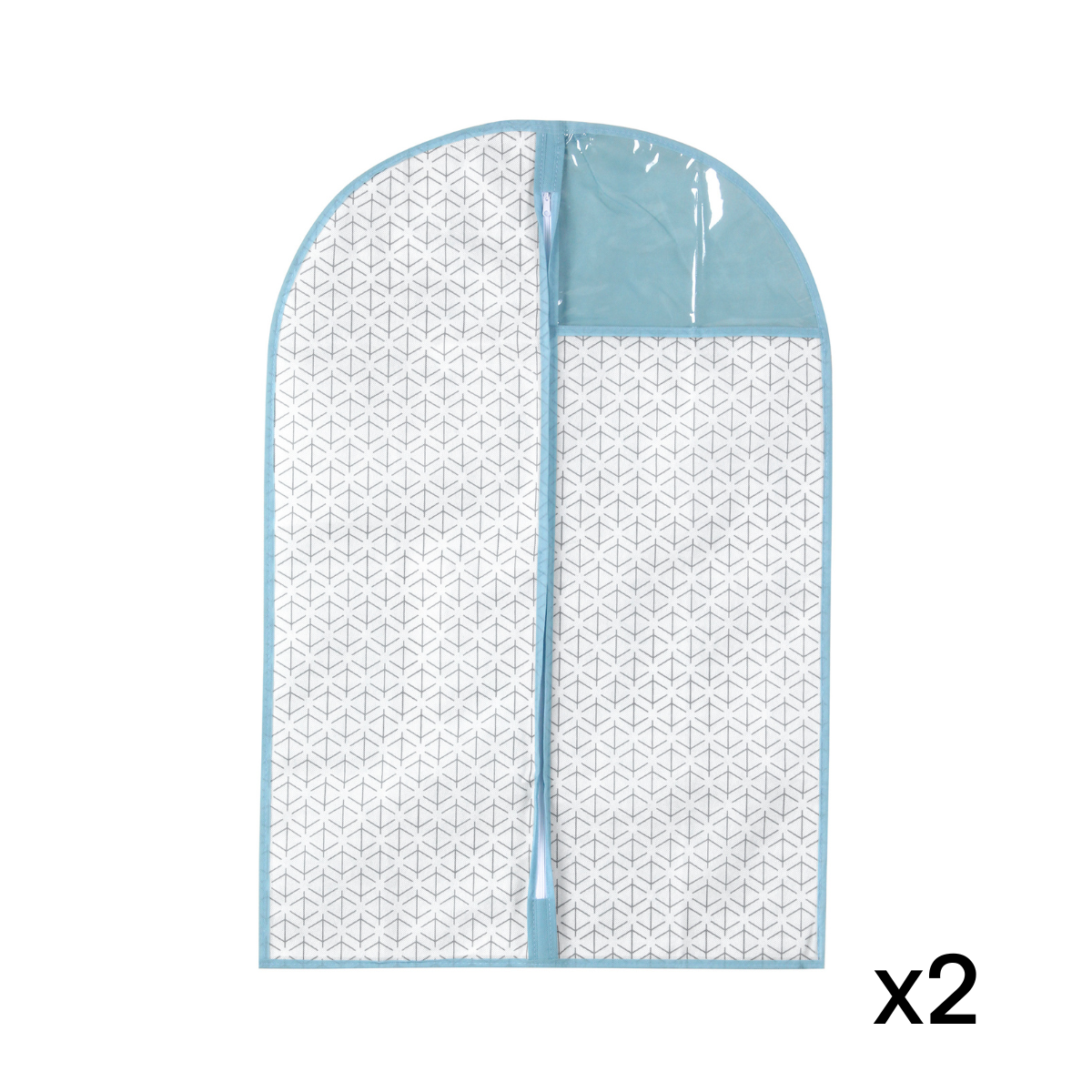 set di 2 coperture per abiti bianche e blu - H90 cm