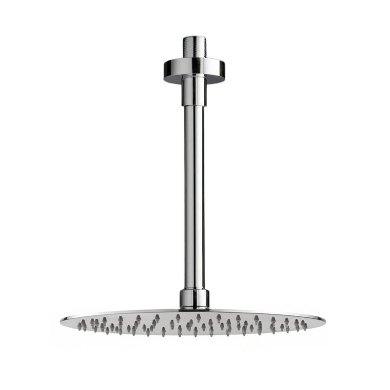 Set doccia in ottone con braccio verticale e soffione tondo 20 cm cromo