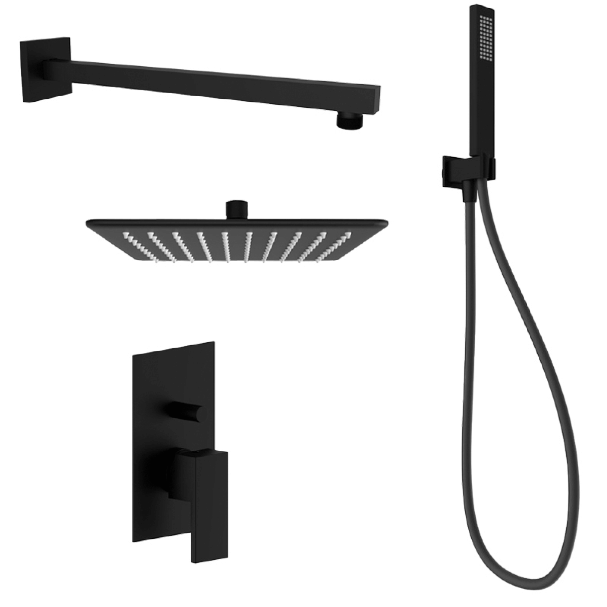 Set Doccia Completo Quadro Soffione 30x30 Cm Ercos "Italia R" Nero Opaco