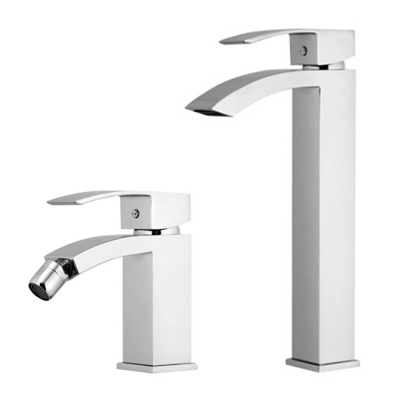 Set miscelatore lavabo alto e bidet in ottone cromato Mariani linea Marte