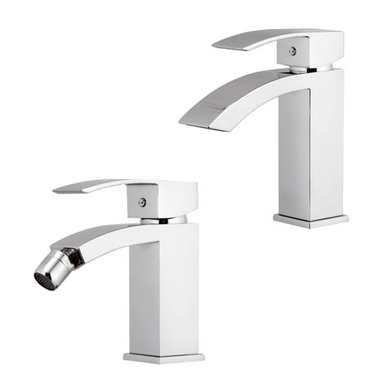 Set miscelatore lavabo e bidet in ottone cromato Mariani linea Marte