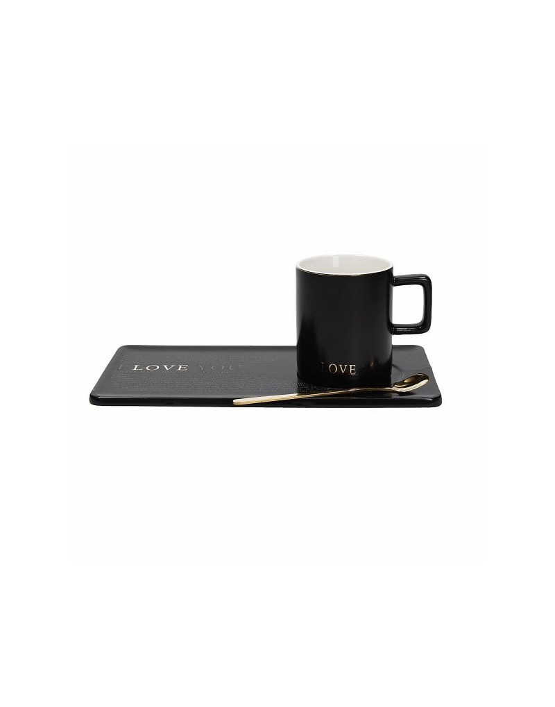 Set Mug con piattino e cucchiaio New Milk Love & Dream colore nero mat Andrea Fontebasso 1760