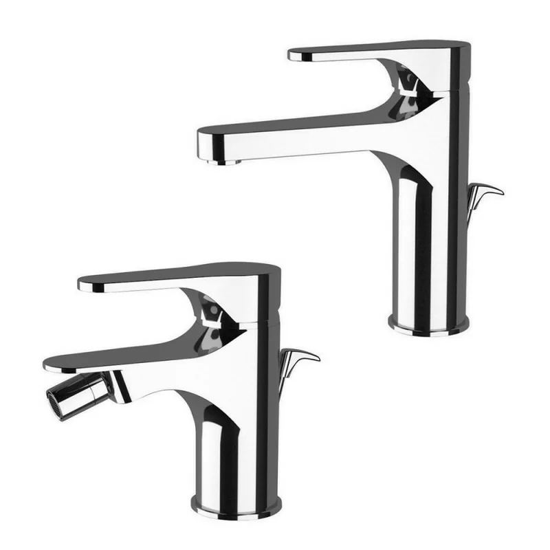 Set rubinetti lavabo alto e bidet in ottone cromo di Rubinetterie Mariani Linea Surf