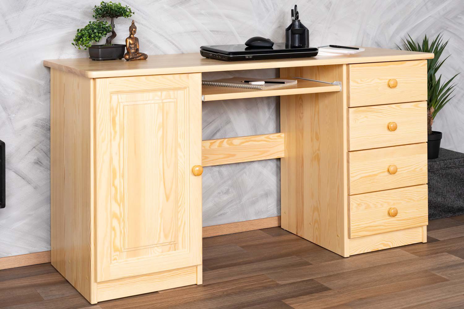 Scrivania in pino massello naturale "Junco 187" - 75 x 140 x 55 cm