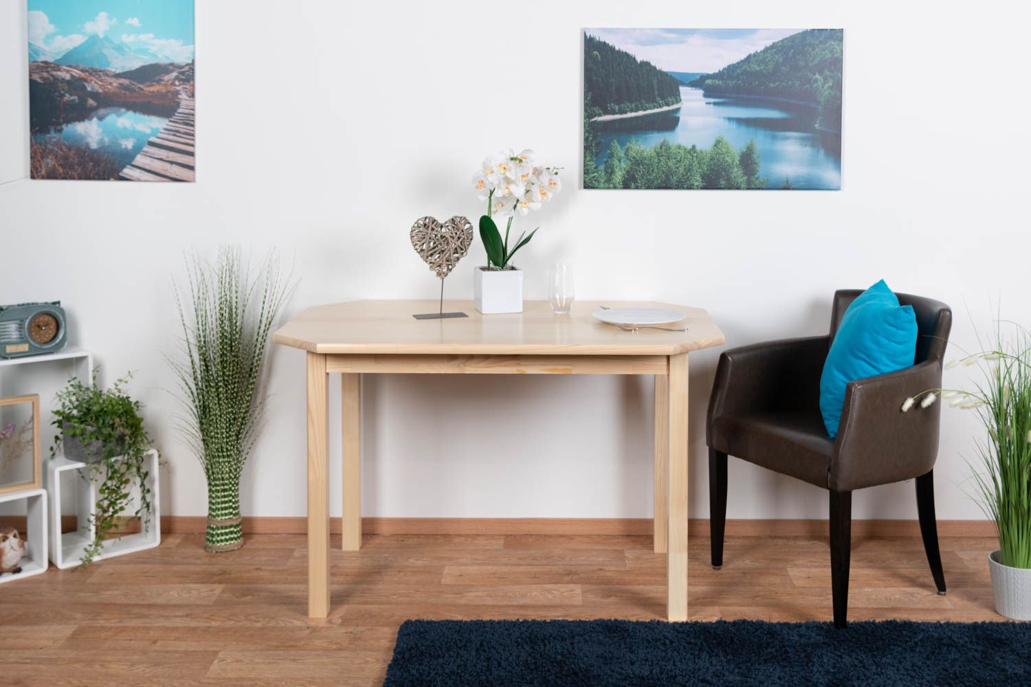 Tavolo in pino massello naturale "Junco 229A" - 75 x 120 cm