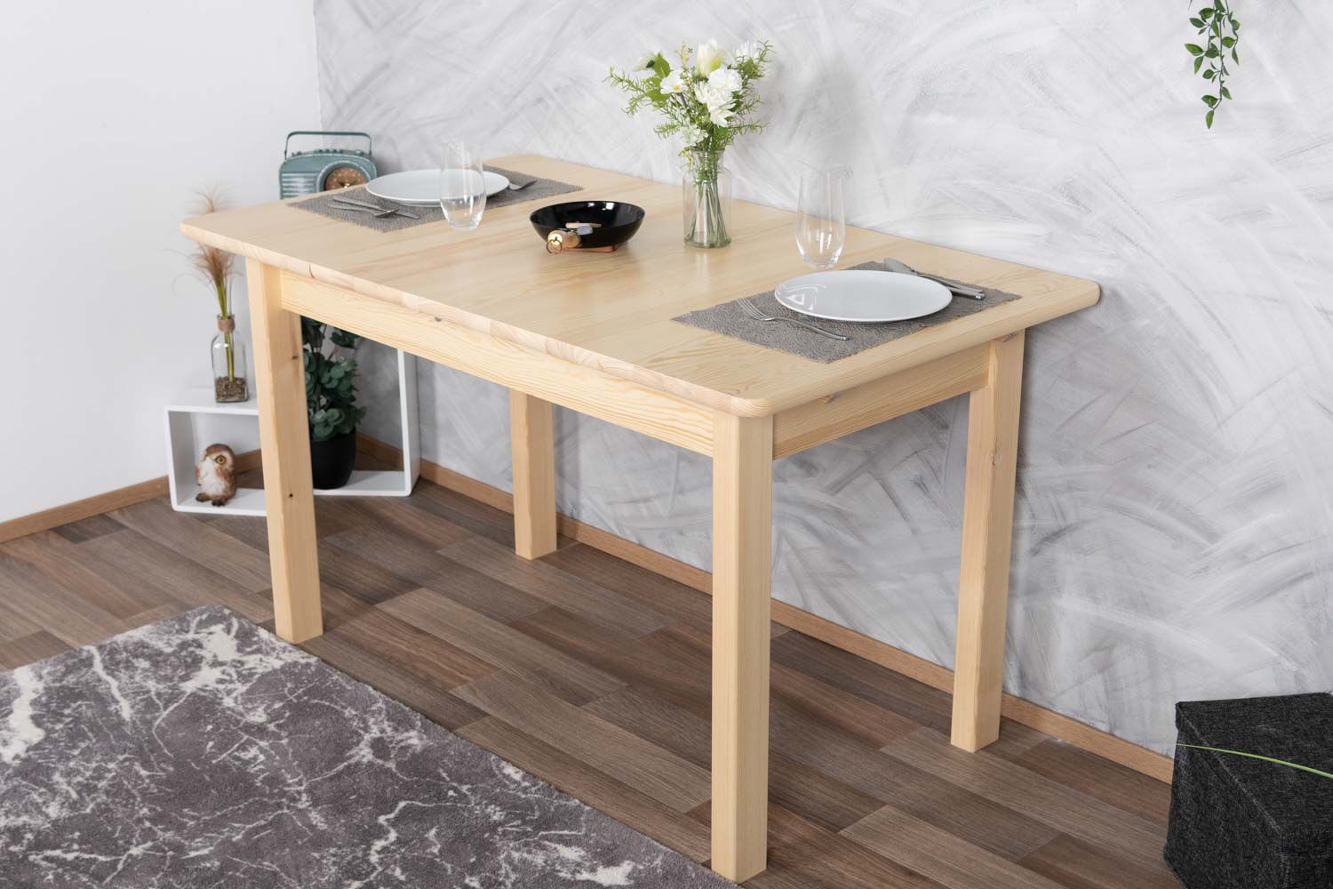 Tavolo allungabile "Junco" 236F, pino massiccio, naturale (rettangolare) - 90 x 140 / 210 cm