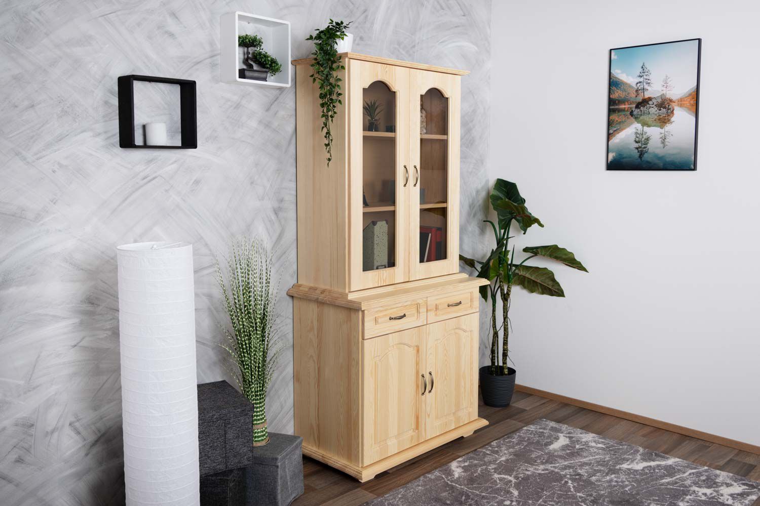 Vetrinetta "Pipilo" 08, pino massiccio, naturale - 200 x 95 x 54 cm