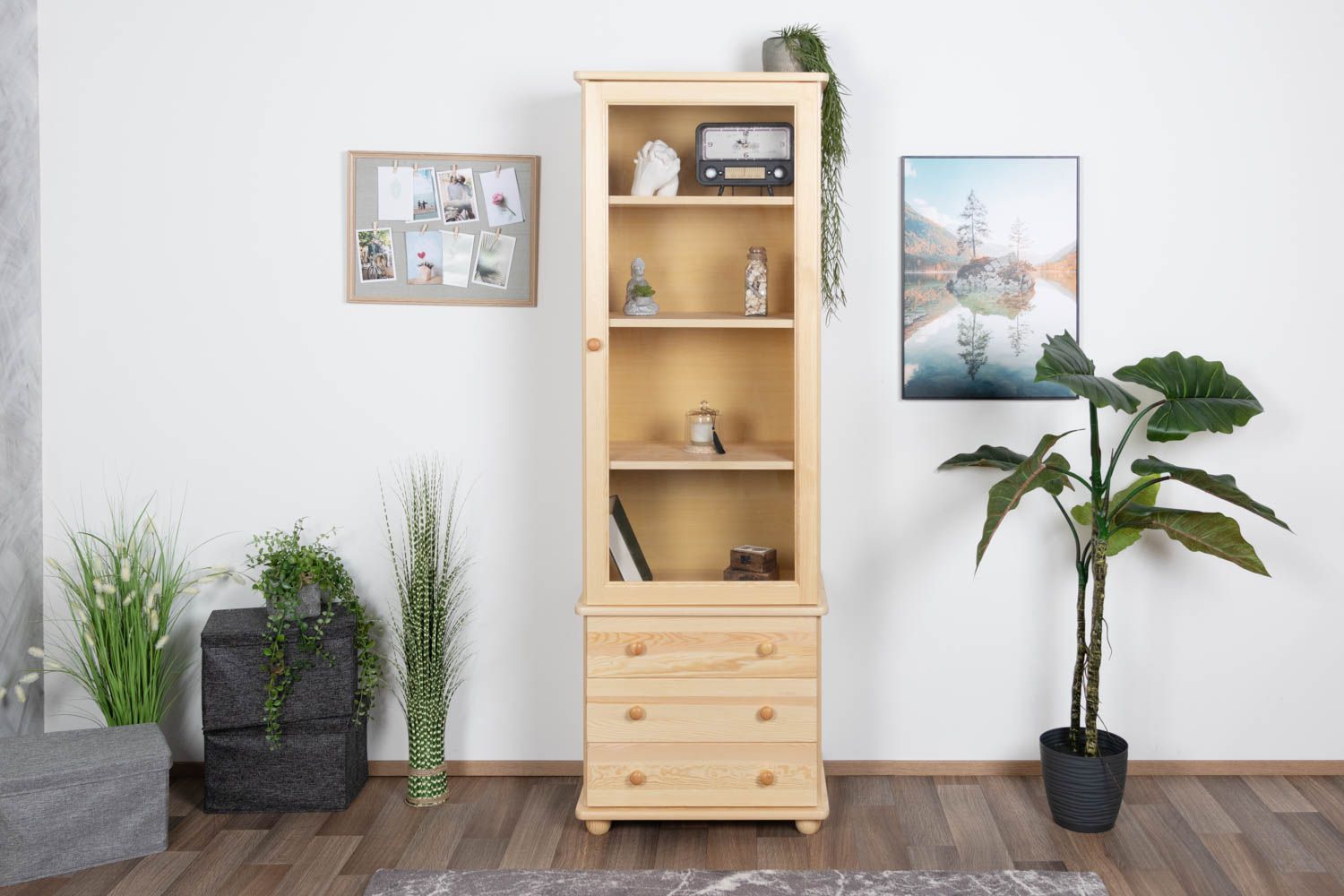 Vetrinetta "Junco" 41, pino massiccio, naturale - 195 x 65 x 42 cm