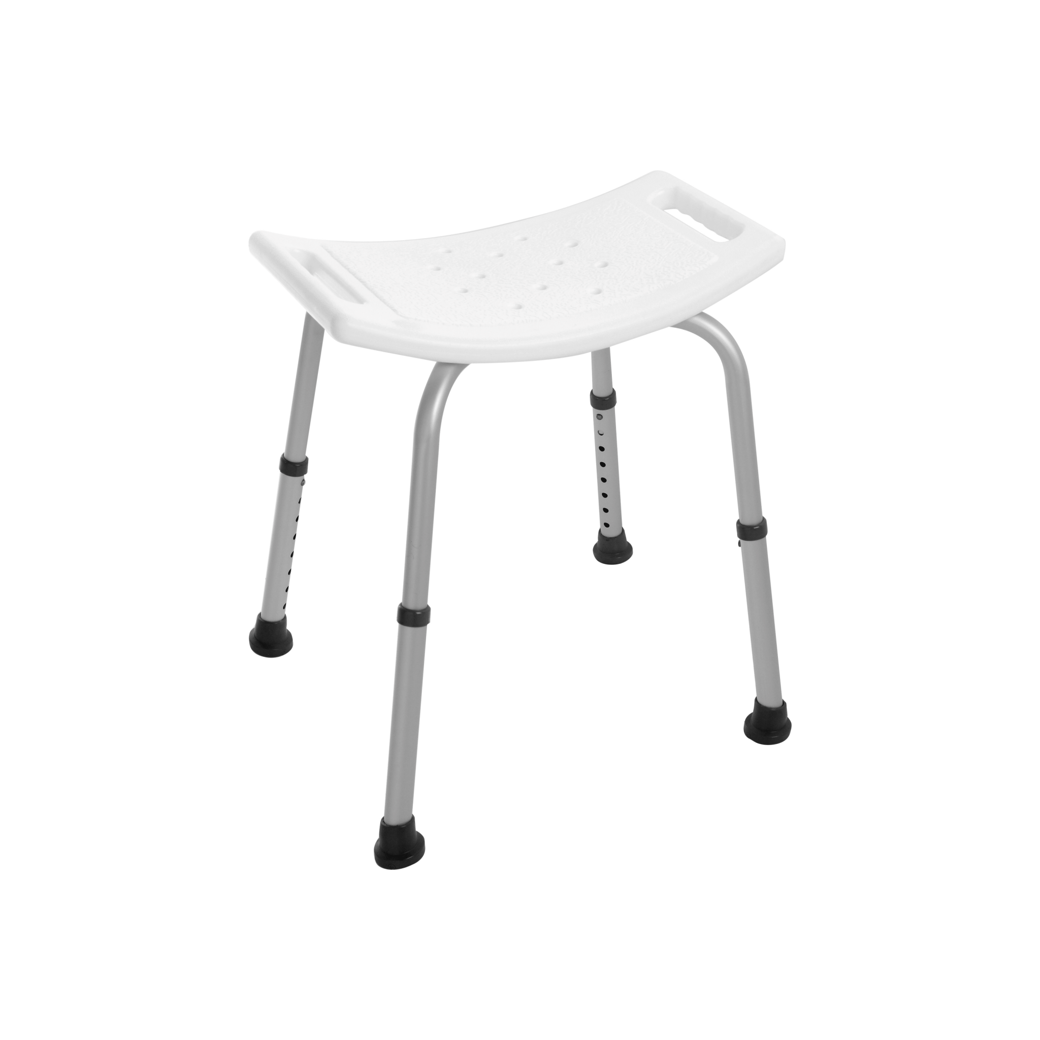 Sgabello Doccia Con Buchi Di Drenaggio e Gommini Antiscivolo Feridras "Comfort" Bianco