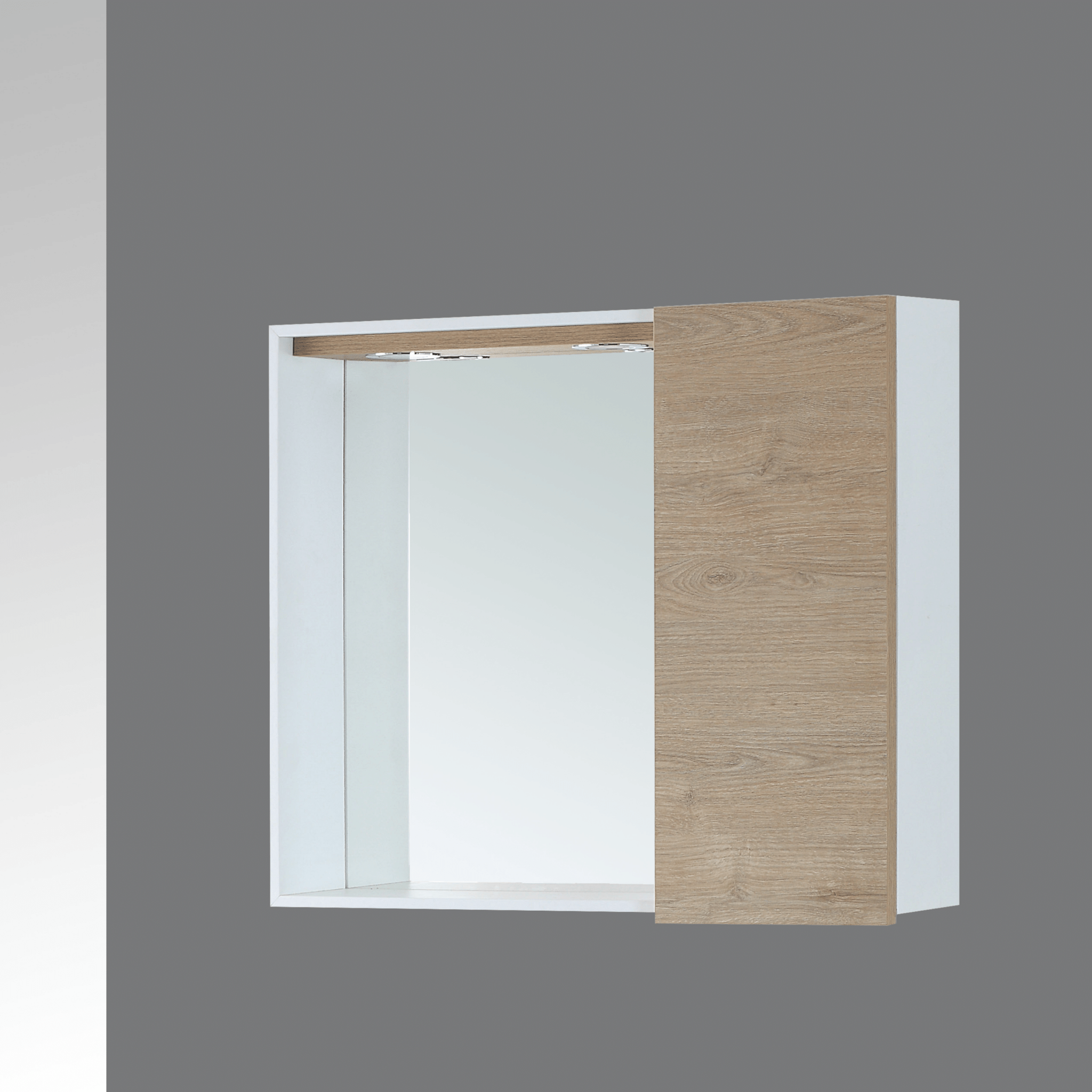 Specchio Contenitore 70x60 Cm Un'Anta Con Illuminazione Led Feridras "Stella" Rovere Dolomite