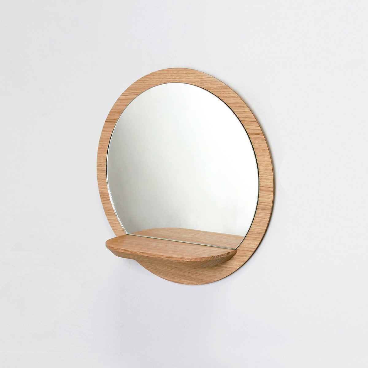 Specchio da parete con mensola, piccolo modello - Dia. 29,5 cm