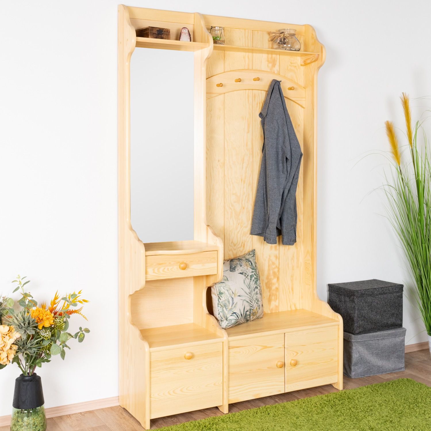 Appendiabiti "29A", pino massiccio, naturale - 200 x 113 x 35 cm