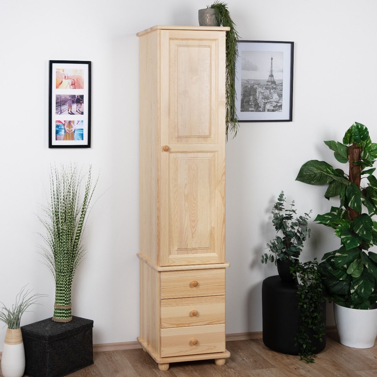 Armadio "Junco 44", pino massello, naturale - 195 x 45 x 42 cm