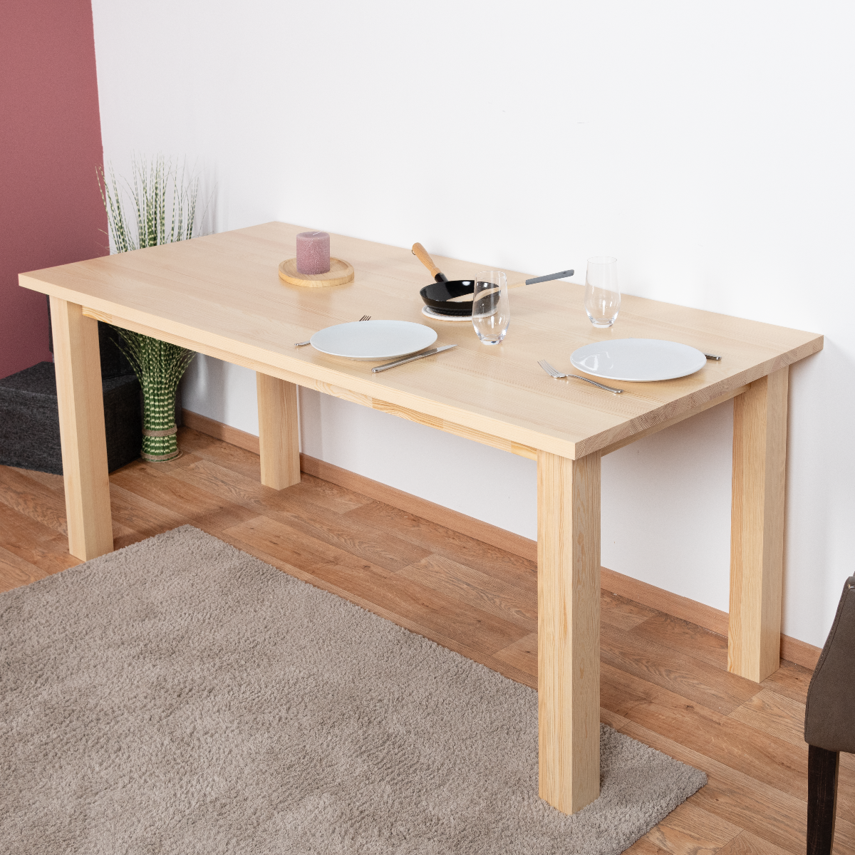 Tavolo "Junco" 241A, pino massiccio, naturale (rettangolare) - 80 x 180 cm