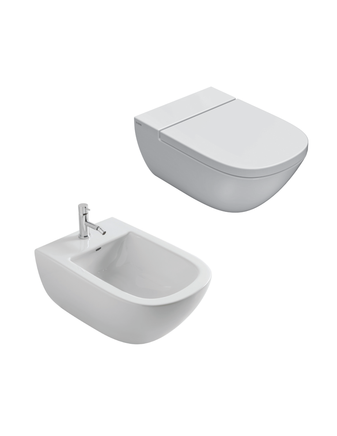 Stockholm - Ceramica Globo 58 cm sospesi Wc + bidet + coprivaso rallentato (LAS04 + LAS09 + LAR20)