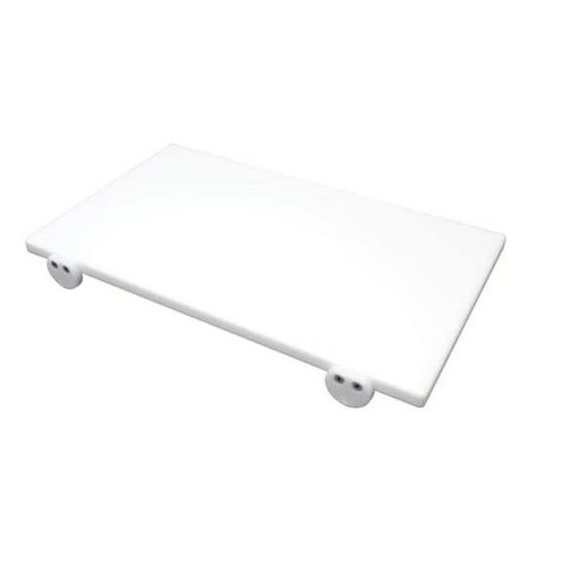TAGLIERE BIANCO IN POLIETILENE 60X40X2 CM CON 2 FERMI APPLICATI EUROCEPPI