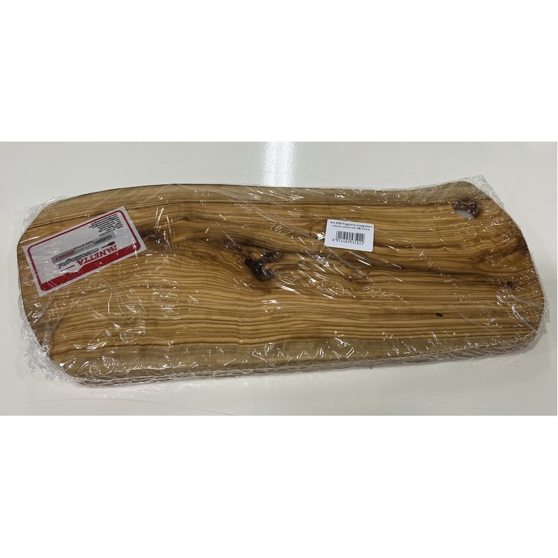 TAGLIERE IRREGOLARE IN LEGNO DI ULIVO CON FORO CM. 38 PANETTA