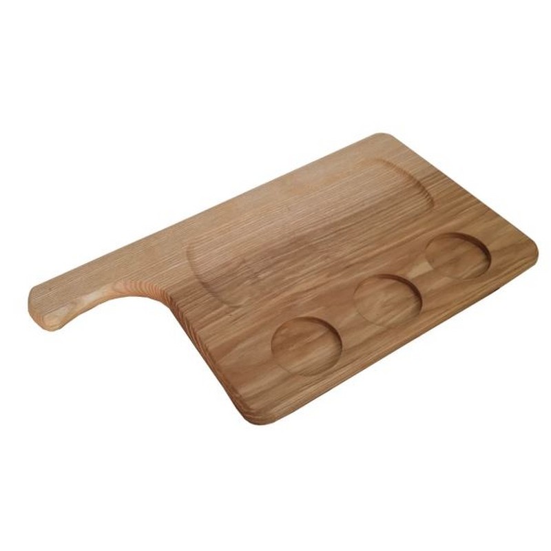 TAGLIERE SERVIAPERITIVI CON 3 INCAVI IN FRASSINO CM. 40X22 PANETTA