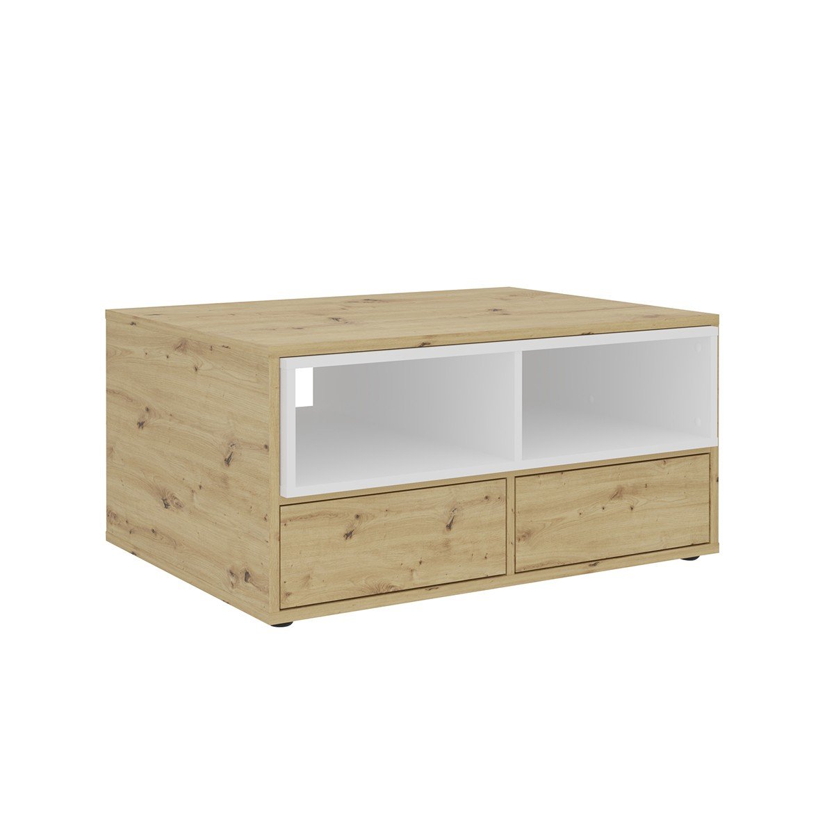 Tavolino basso con 2 cassetti e 1 elemento scorrevole Monza - L91,8 x H45 cm