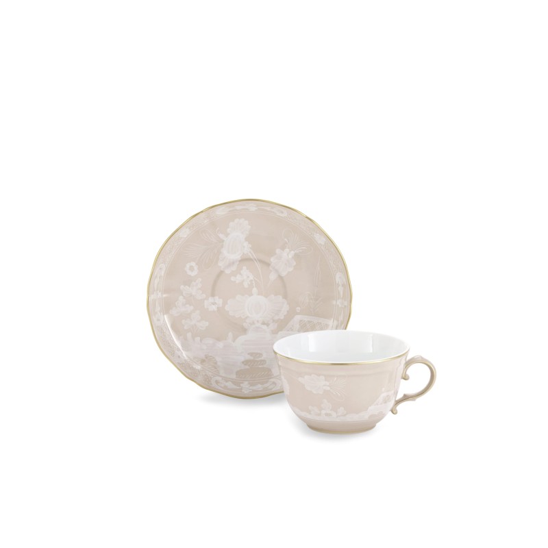 Tazza te' con piatto Ginori 1735 Oriente Italiano meringa