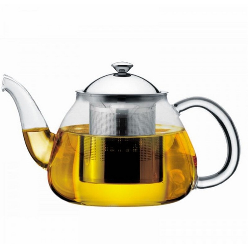 TEIERA/INFUSIERA VETRO BOROSILICATO CON FILTRO ACCIAIO INOX 600 ML