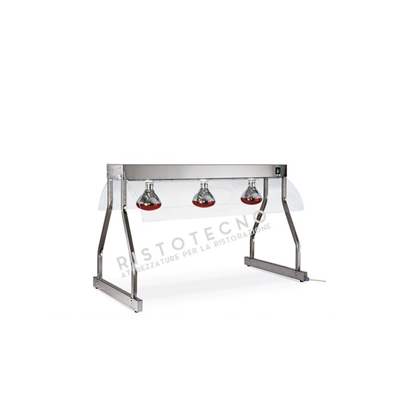 Telaio inox con lampade ad ainfrarossi. Cm. 103x53x70 - Temp. 0°/90°C - n. 3 GN 1/1