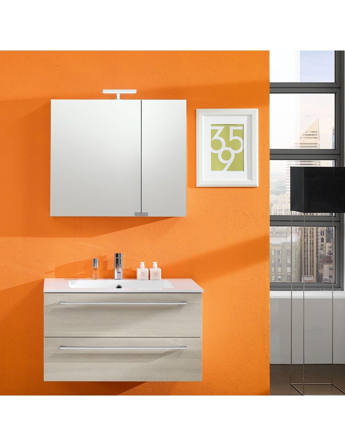 Maranello mobile da bagno sospeso cm 90x190x46 larice