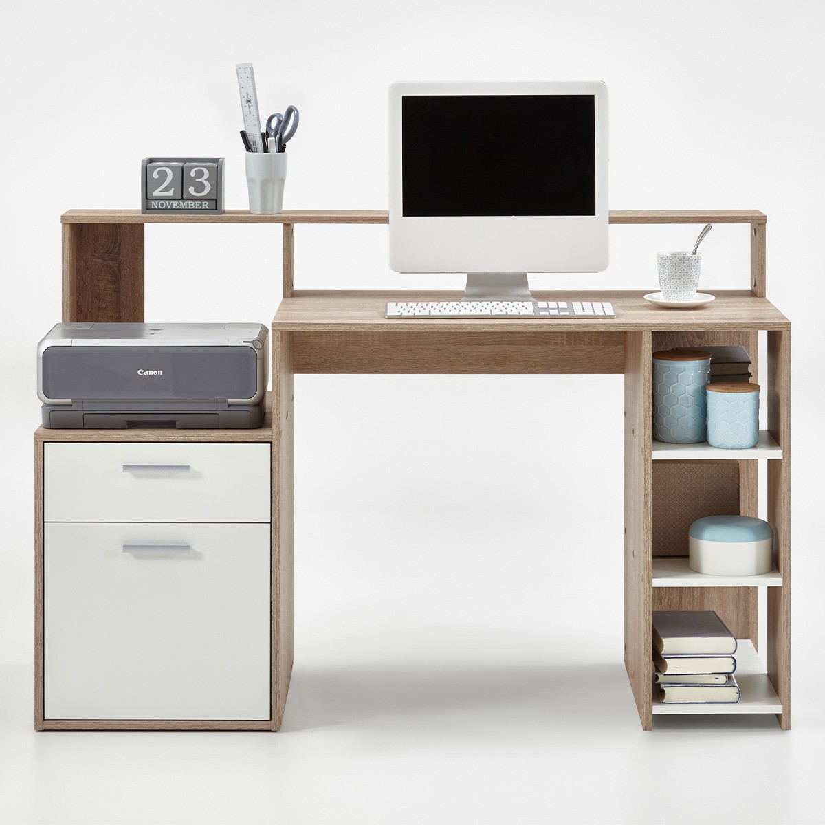 Ufficio 1 porta 1 cassetto e 3 ripiani Bolton - L138,5 cm