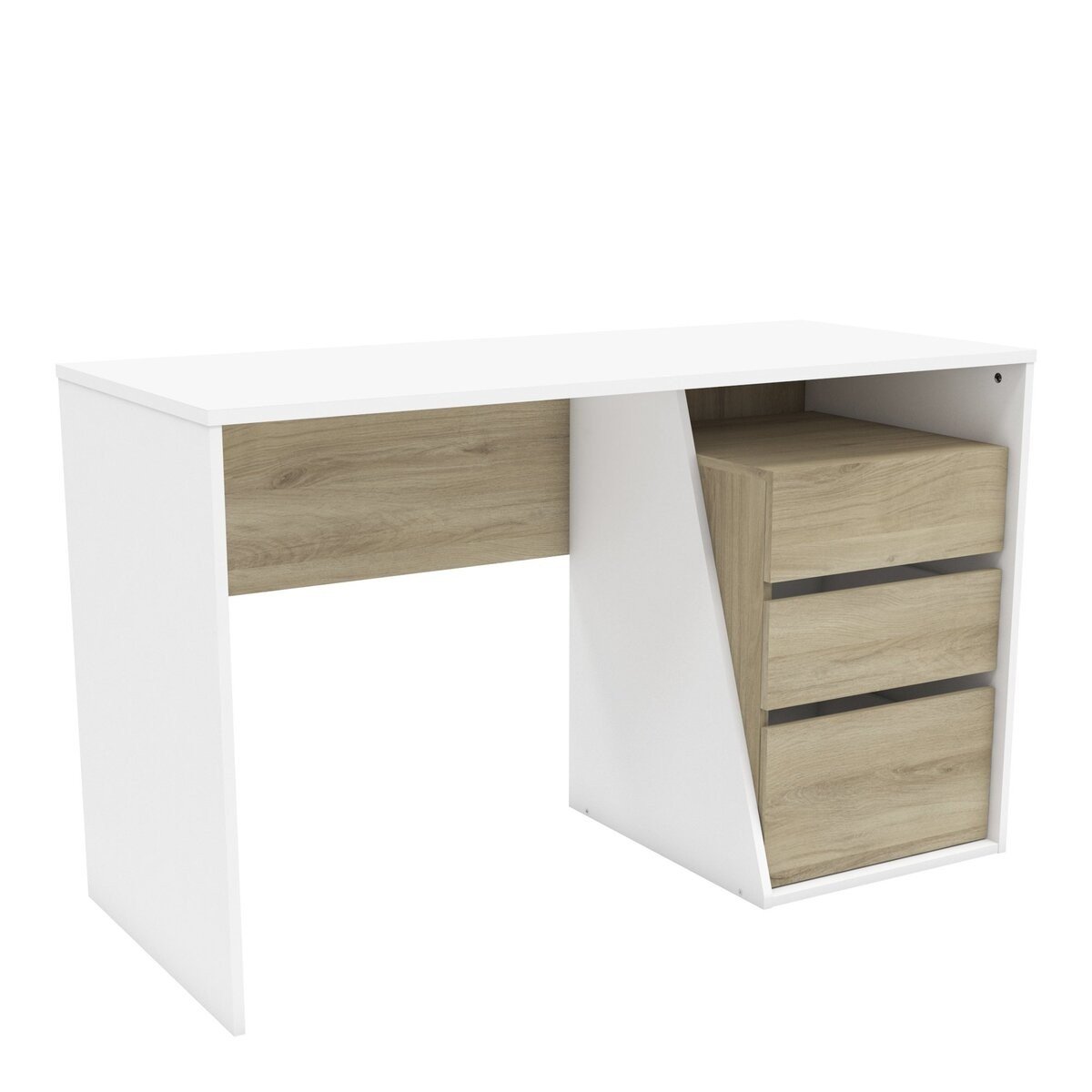 Ufficio 3 cassetti in legno e bianco L127 cm - Jefferson