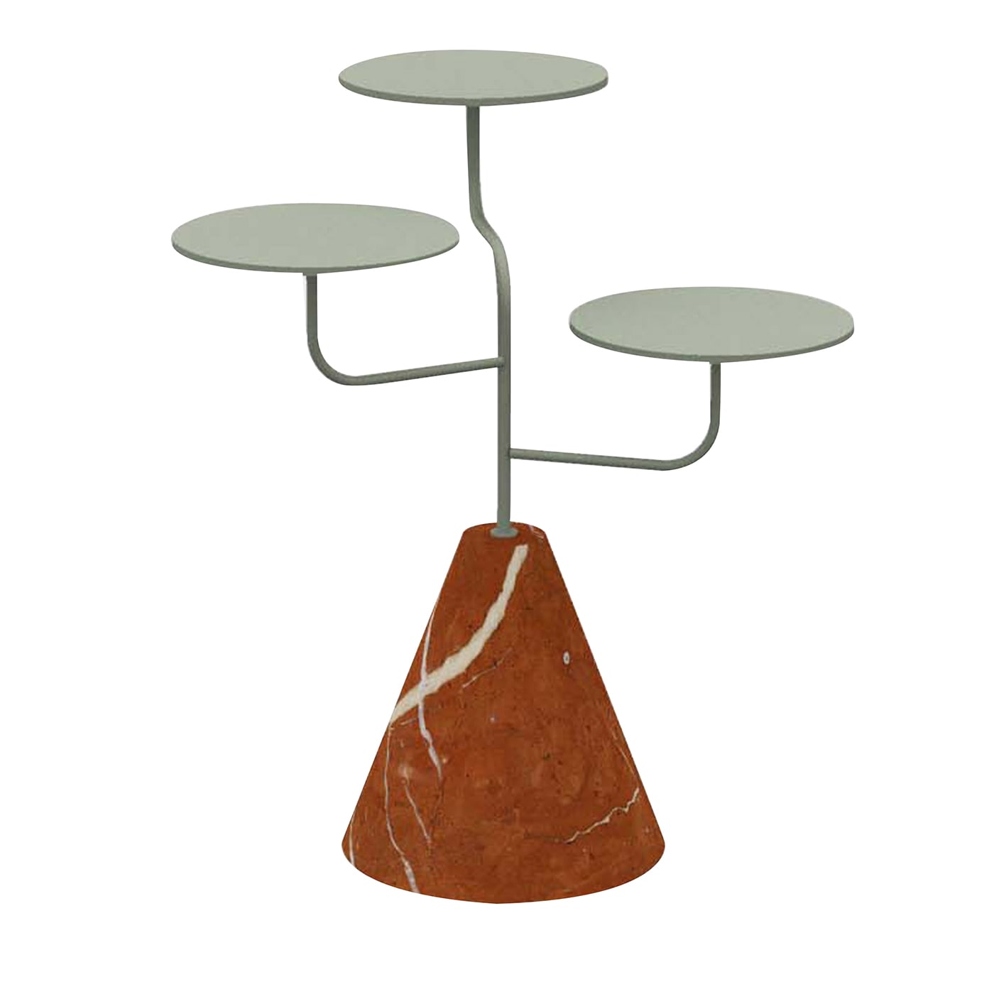 Condiviso, supporto di servizio a 3 livelli verde salvia/rosso Alicante