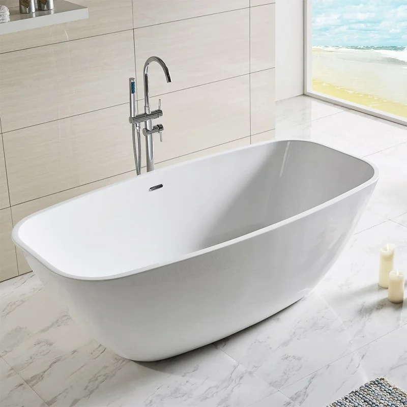 Vasca da bagno freestanding ovale 72,5x150 cm con scarico incluso Giada