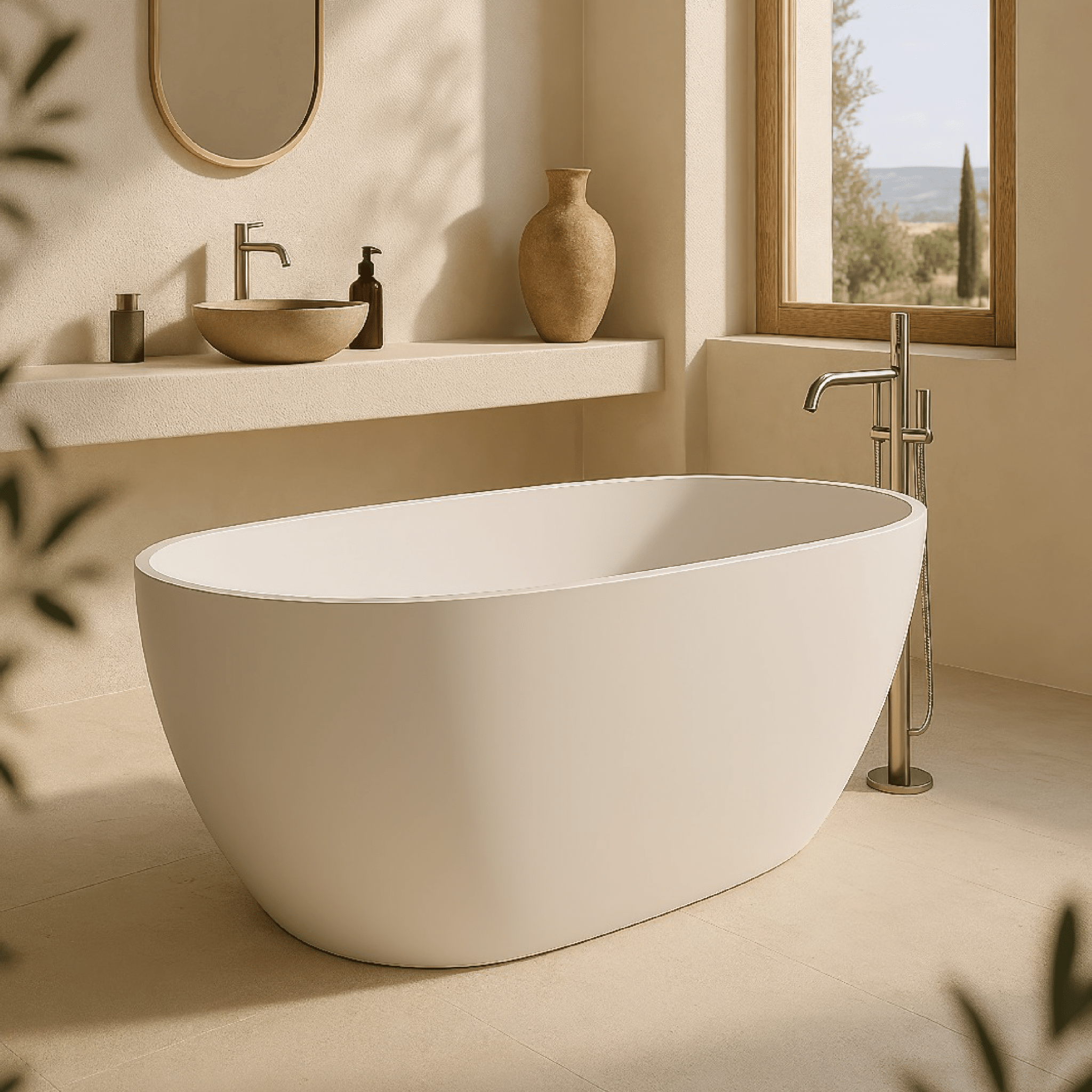 Vasca Freestanding 150x73 Cm Con Scarico Centrale Relax Design "Aurea" Bianco Opaco